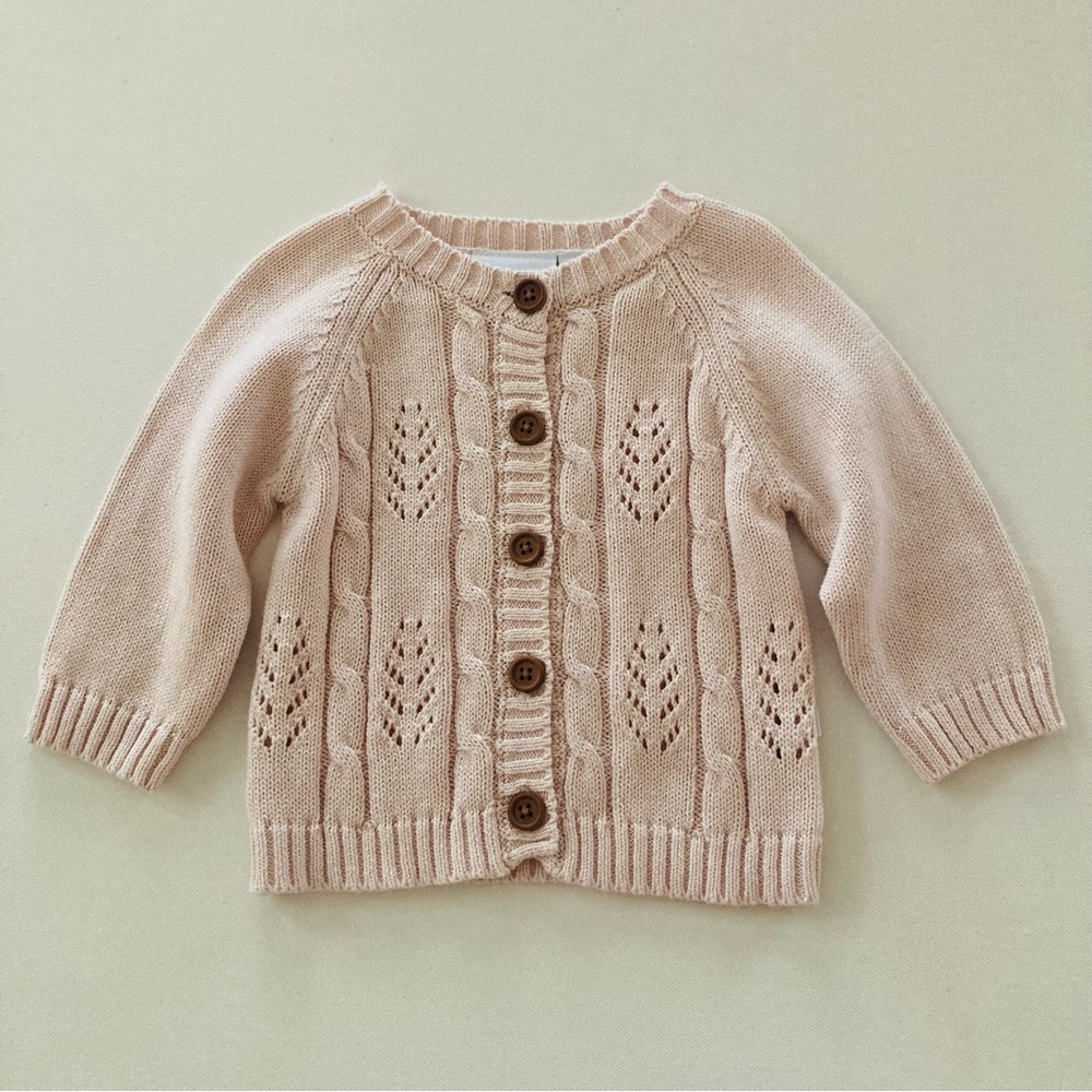 Elegant Baby Girl 6 Months Pink Sweater Cardigan